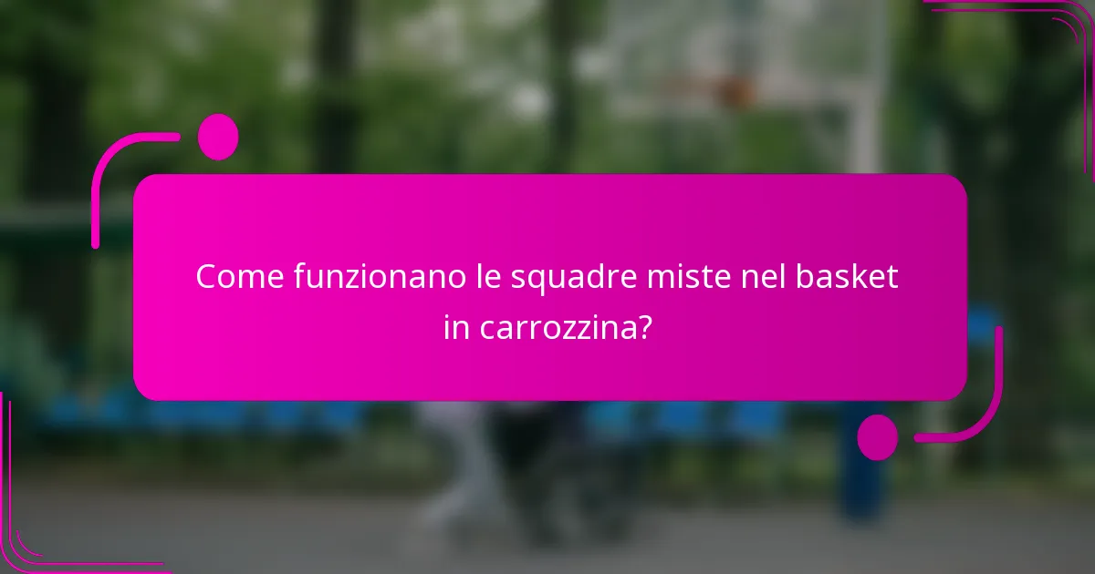 Come funzionano le squadre miste nel basket in carrozzina?