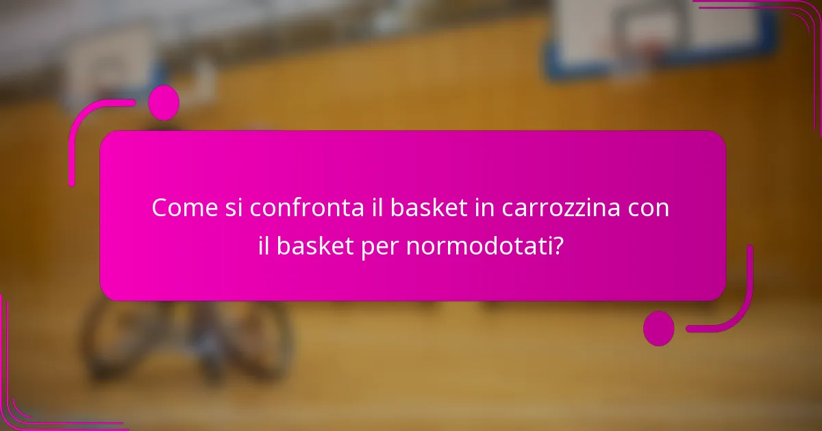 Come si confronta il basket in carrozzina con il basket per normodotati?