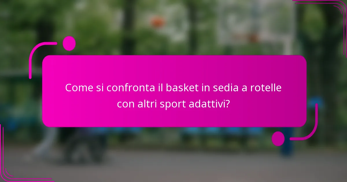Come si confronta il basket in sedia a rotelle con altri sport adattivi?