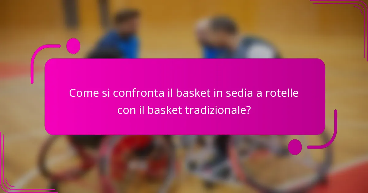 Come si confronta il basket in sedia a rotelle con il basket tradizionale?