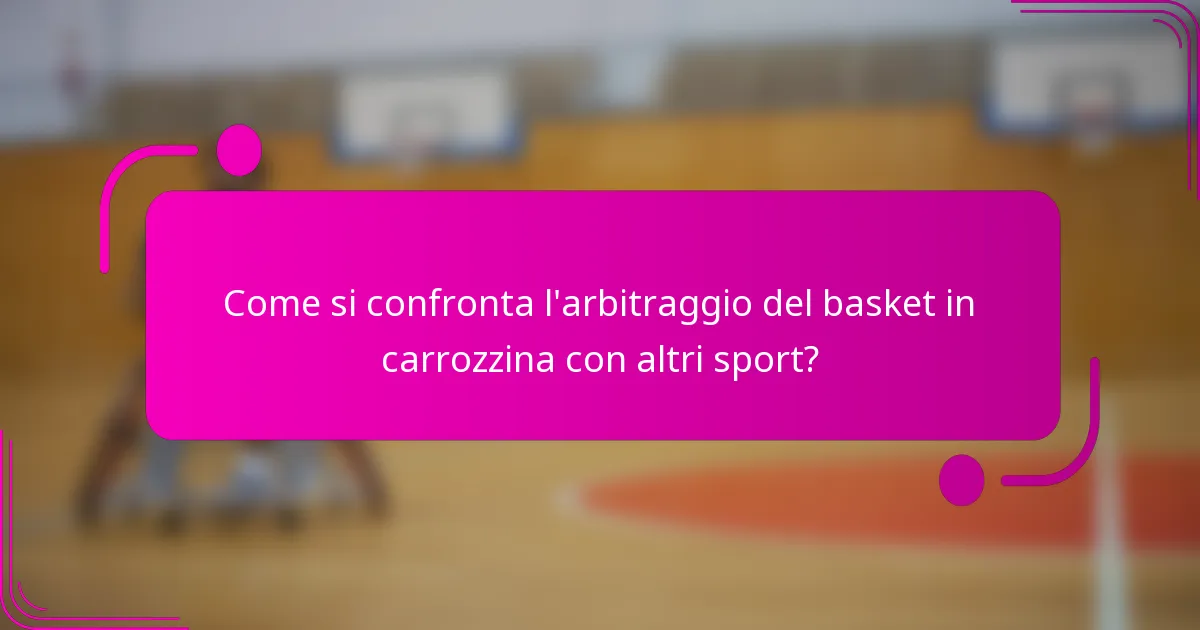 Come si confronta l'arbitraggio del basket in carrozzina con altri sport?