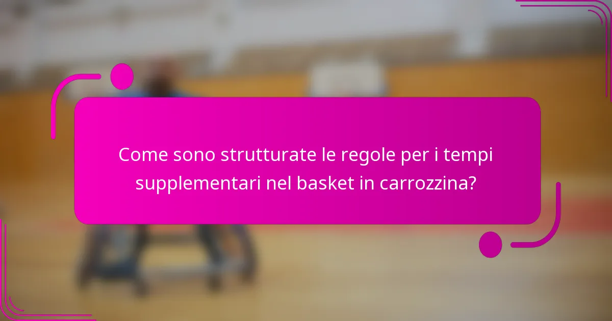 Come sono strutturate le regole per i tempi supplementari nel basket in carrozzina?