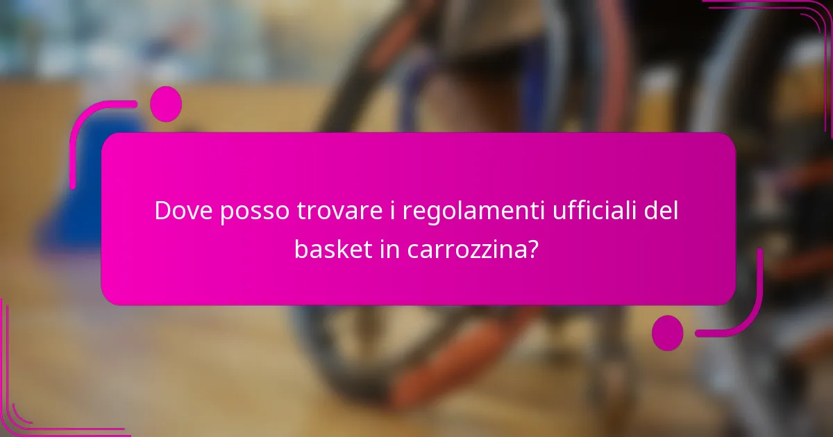 Dove posso trovare i regolamenti ufficiali del basket in carrozzina?