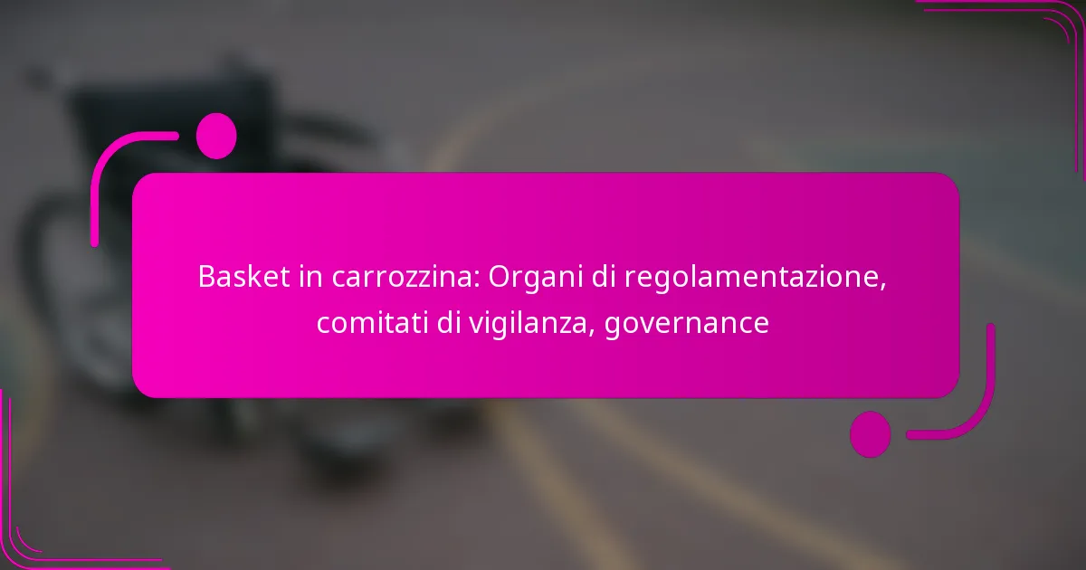 Basket in carrozzina: Organi di regolamentazione, comitati di vigilanza, governance