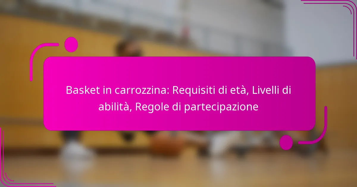 Basket in carrozzina: Requisiti di età, Livelli di abilità, Regole di partecipazione