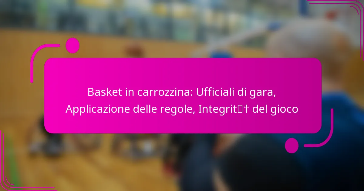 Basket in carrozzina: Ufficiali di gara, Applicazione delle regole, Integrità del gioco