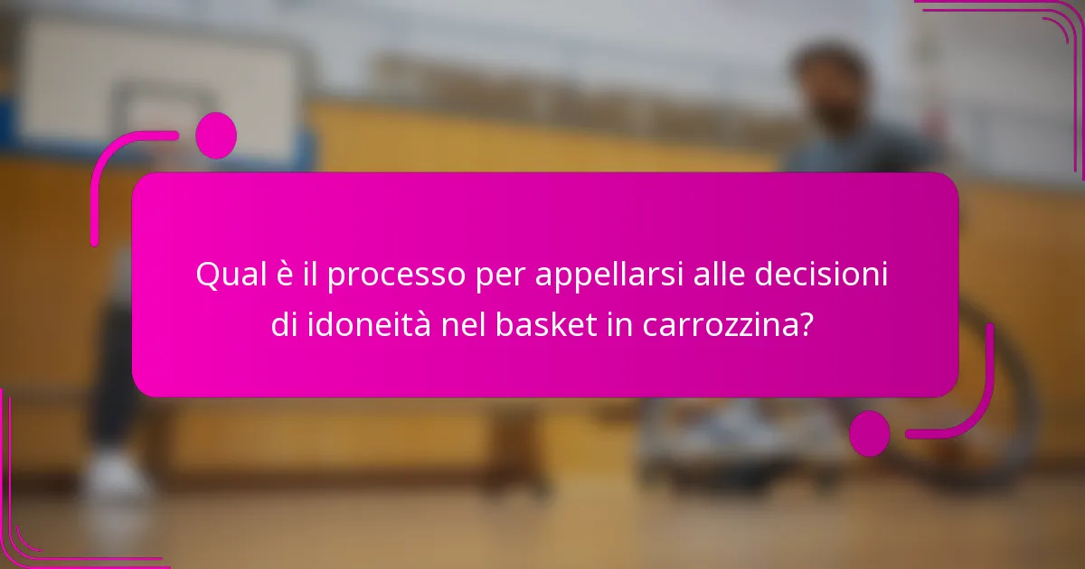 Qual è il processo per appellarsi alle decisioni di idoneità nel basket in carrozzina?