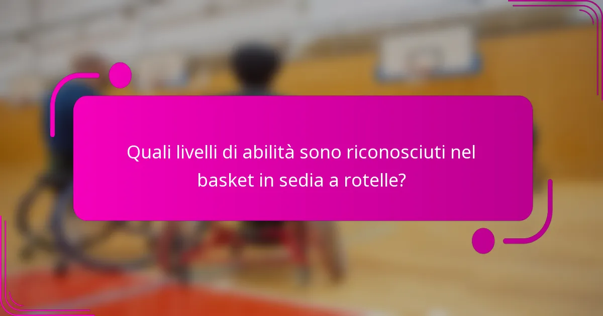 Quali livelli di abilità sono riconosciuti nel basket in sedia a rotelle?