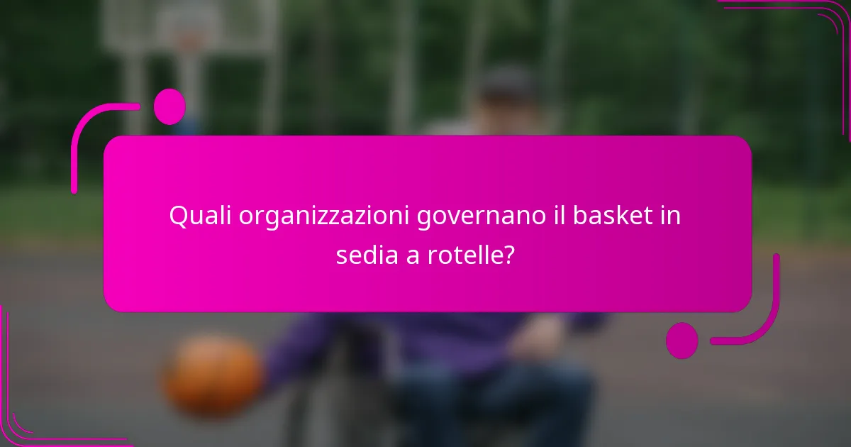 Quali organizzazioni governano il basket in sedia a rotelle?