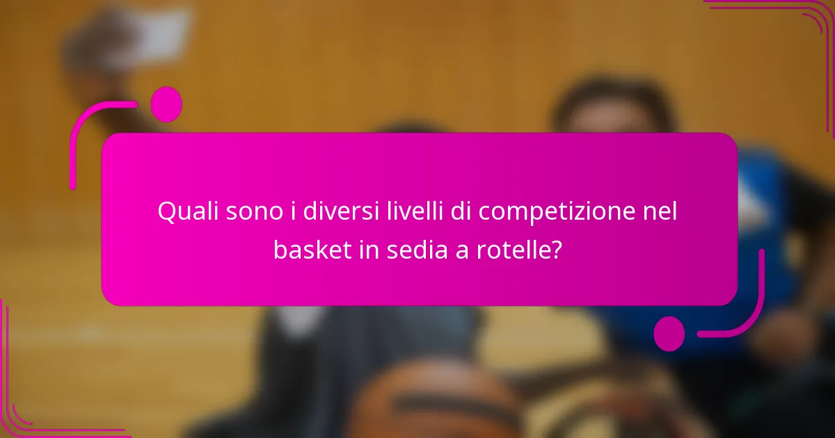 Quali sono i diversi livelli di competizione nel basket in sedia a rotelle?