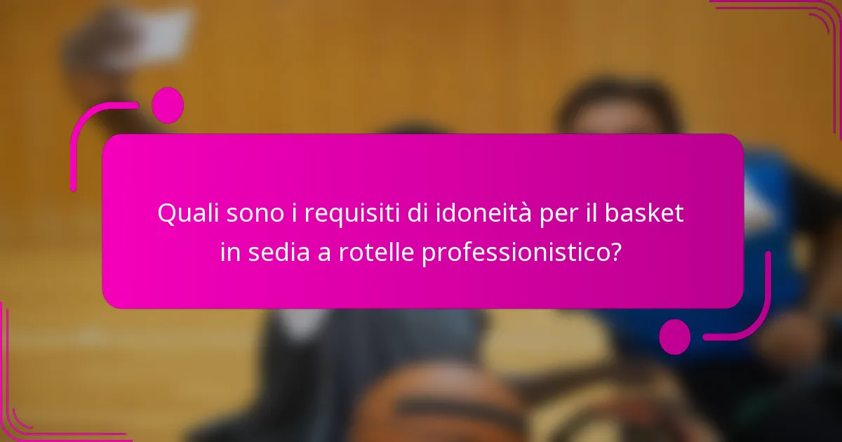Quali sono i requisiti di idoneità per il basket in sedia a rotelle professionistico?